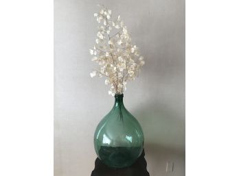 Large Vintage Blown Glass Bottle And Floral