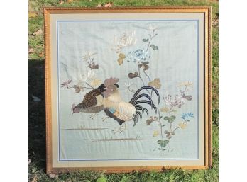 Vintage Silk Rooster Needlepoint