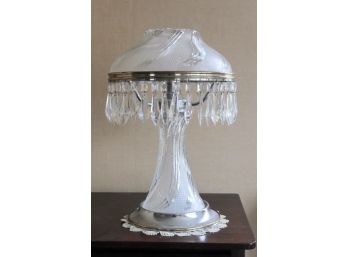 Antique Etched Glass Table Lamp