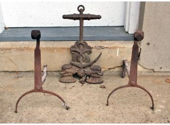 Cast Iron Andirons And Anchor Art