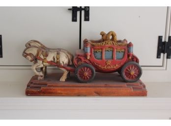 Vintage Ceramic Horse And Carriage Decor