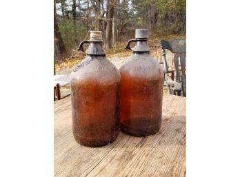 Antique Brown Glass Growlers