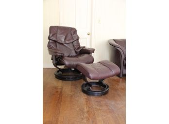 Ekornes Stressless Recliner And Ottoman In Cordovan Leather