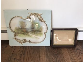 Vintage Signed Painting In Antique Cabinet Frame