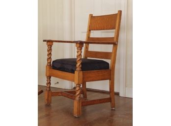 Antique Oak Mission Style Captains Chair