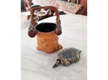 Vintage Basket And Turtle Decor