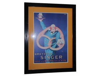 Large Vintage 'Bretzels Singer' Poster By Lotti
