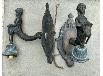 Antique Bronze Figural Sconces