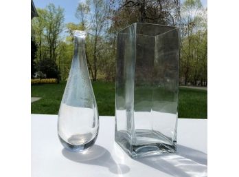 Orrefors Sweden Crystal Bud Vase & Clear Glass Vase