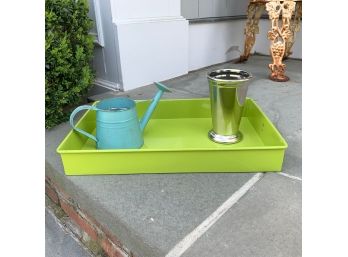 Metal Tray, Watering Can & Vase