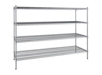 NSF Four Tiered Chrome Storage Shelving Unit With Adjustable Shelves