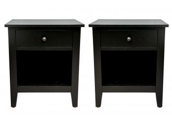 Pair Of Black Comptree One Drawer Nightstands