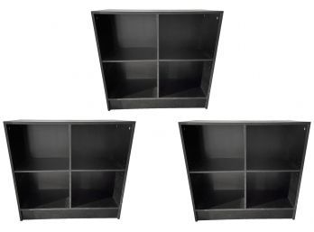 Set Of Three Black Cube Style Bookcases