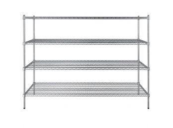 Four Tiered Chrome Storage Shelving Unit With Adjustable Shelves