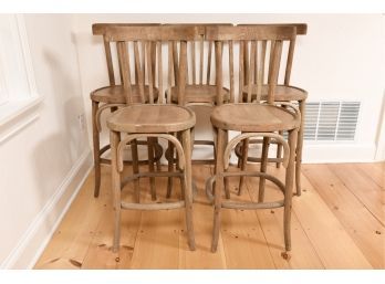 Set Of Five Bentwood Counter Height Stools