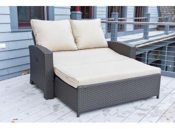 Sydney Convertible Woven Loveseat Lounger With Sunbrella Cushions