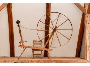 Antique Large Primitive Spinning Wheel Sleuth