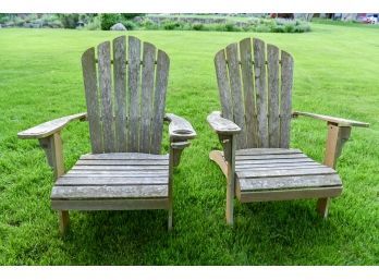 Pair Of Cynthia Teak Oversized Adirondack Chairs With Cup Holders (3 Of 3)