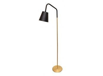 Matte Black Floor Lamp With Gold-tone Base