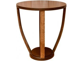 Art Deco Style Round Wood Accent Table