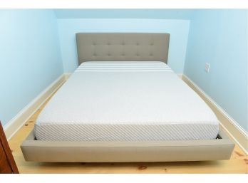 Tufted Queen Size Platform Bed And Leesa Memory Foam Mattress