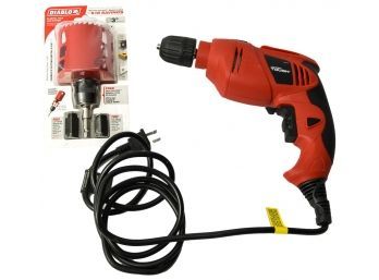 HyperTough 3/8' Corded Drill With Diablo Bi-Metal Saw System