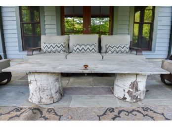 Unique Antique Door And Log Wood Coffee Table