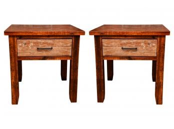 Pair Of One Drawer Rust End Tables