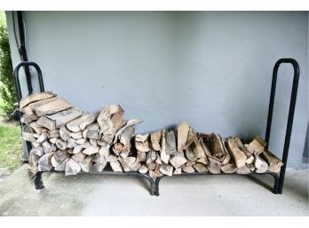 Tubular Metal Log Rack With Firewood