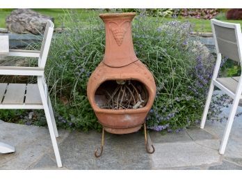 Clay Wood Burning Outdoor Chiminea With Stand