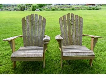 Pair Of Cynthia Teak Oversized Adirondack Chairs With Cup Holders (2 Of 3)