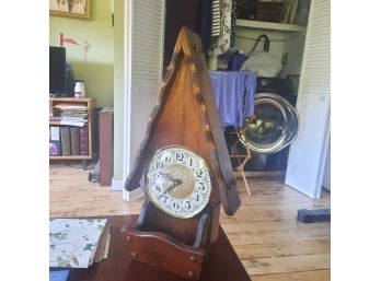 Vintage Home Made Arts & Crafts 24' Tall Wooden Clock  Works Great! #37