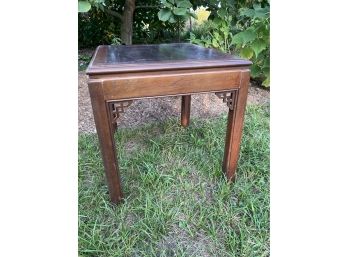 Chippendale Drexel Heritage Simple Square Side Table With Pullout Writing Sleeve