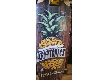 Vintage 1970's - 1980's? Kryptonics 33' Wooden Skateboard With Rare Pineapple Design #20