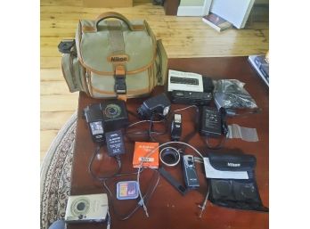 Vintage Nikon Camera Bag & Large Lot Of Accessories Flashes, Filters & More#16