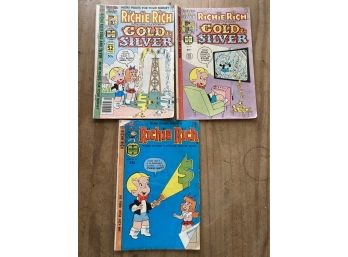 3 Richie Rich Comics Gold And Silver