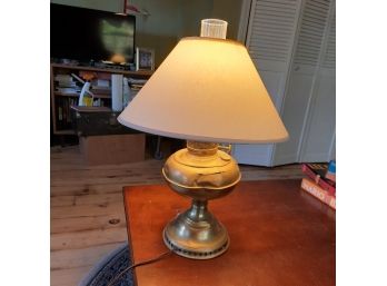 Vintage Brass Oil Lamp Converted To Electric Lamp - Works Great! #43