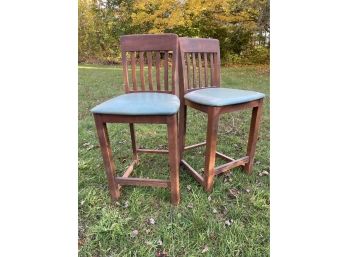 Pair Heavy Wooden High Chairs
