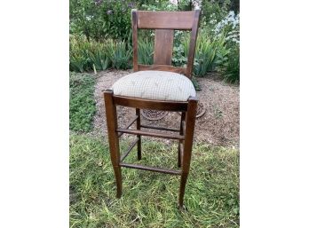Wood High Chair With Fabric Seat