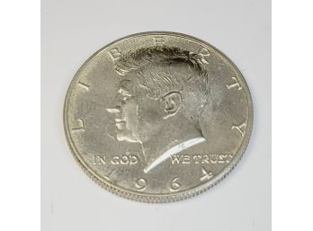 1964 Kennedy Uncirculated SILVER  Half Dollar In Plastic Snap Case