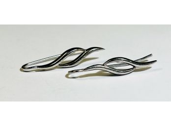 Vintage Sterling Silver Modern Design Hanging Earrings