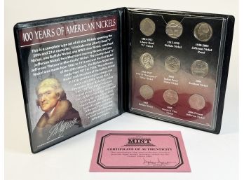 First Commemorative Mint 100 Years Of Nickels - 9 Coin Set Info And History In Folder