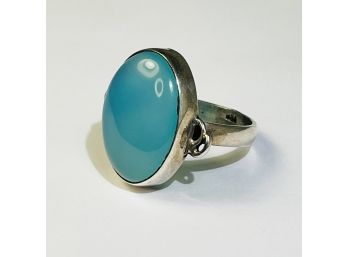 Sterling Silver Aqua Blue Chalcedony Stone Ring