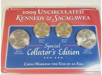 2009 P & D Uncirculated Kennedy Sacagawea Special Collector Edition 4 Coin Set