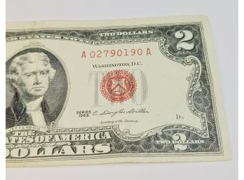 1963 Red Seal $2 Dollar Bill