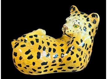Vintage Porcelain Baby Cheetah Statue