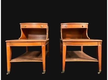 Vintage Pair Of Leather Top Side Tables