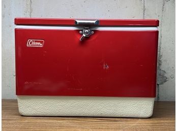 Vintage Red Metal Coleman Cooler 5255