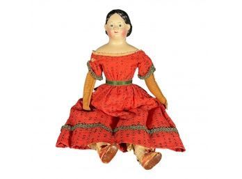 Vintage Doll In Red Dress