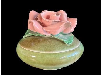 Vintage Figural Rose Lidded Trinket Bowl